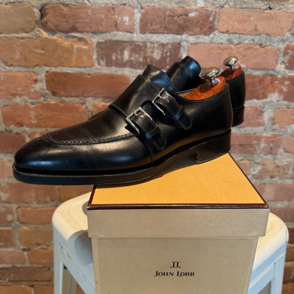 John Lobb Double Monk Strap Shoes – Black Calf
